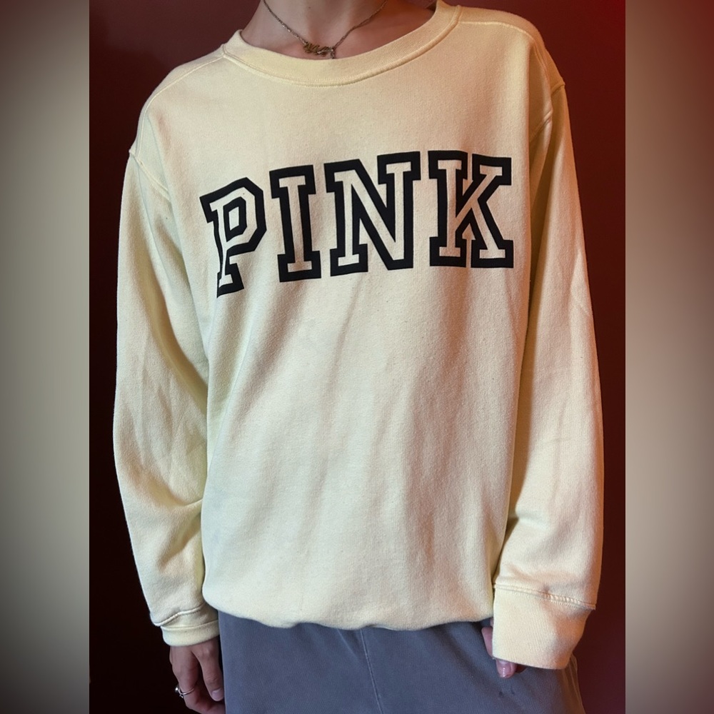 Victoria’s Secret PINK crew neck sweater, yellow, size L